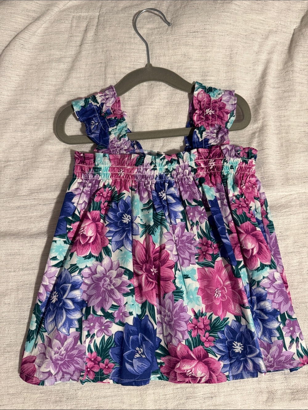 Janie and Jack Floral Ruffle Strap Tank - Pink, Purple, Blue & Teal
